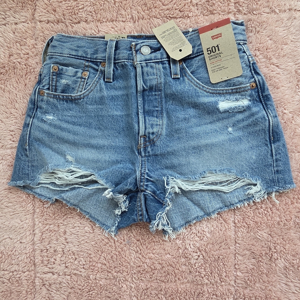 Levi's Distressed Light Blue Jean Shorts